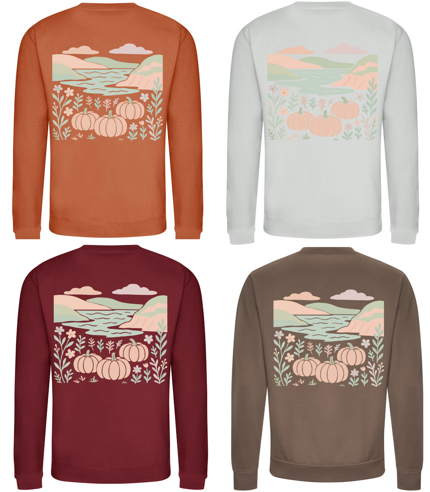 Patchwork Skies & Pumpkin Tides Sweatshirt | Cornish Coastal Autumn Jumper – Marnie&Co