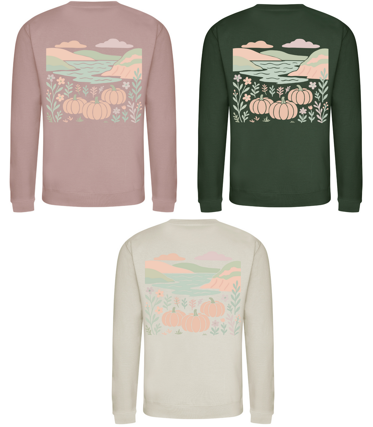 Patchwork Skies & Pumpkin Tides Sweatshirt | Cornish Coastal Autumn Jumper – Marnie&Co