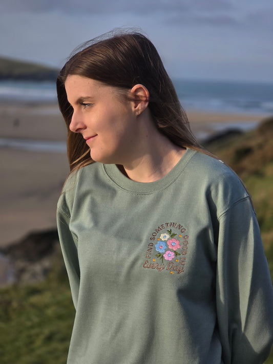 Find Something Good Embroidered Sweatshirt