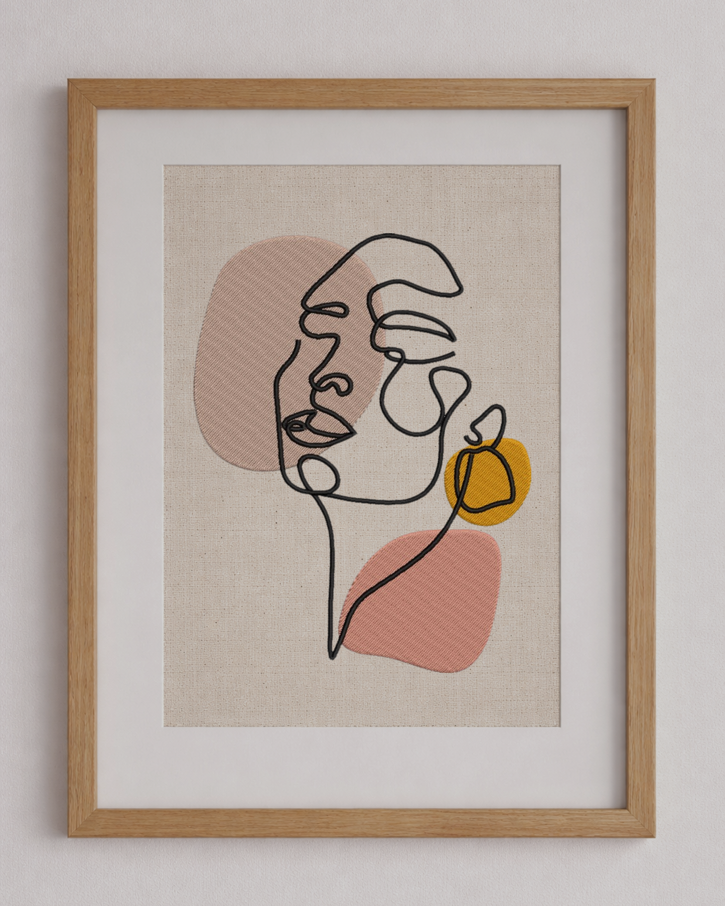 Abstract Line Art Embroidered Textile Wall Art – Minimalist Fabric Artwork