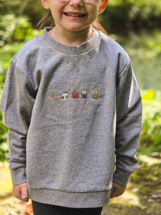 Mini Cosy Autumn Essentials Embroidered Sweatshirt | Marnie&Co