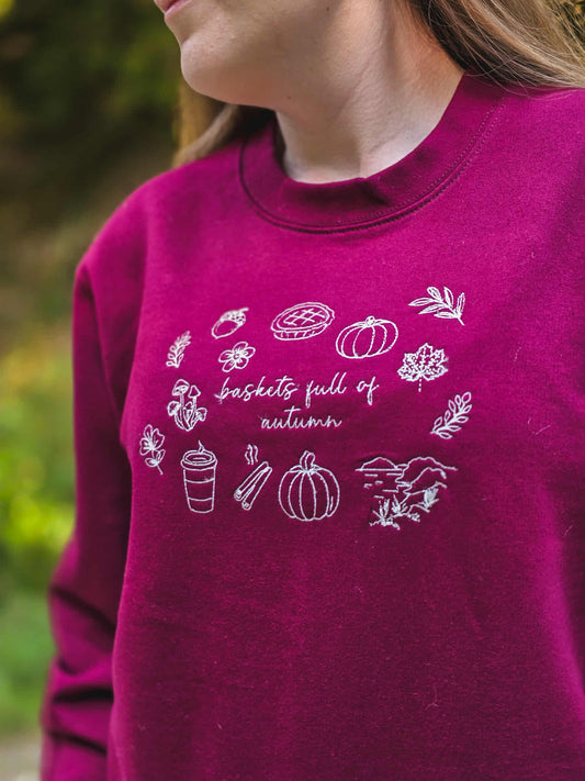 Baskets Full of Autumn Embroidered Sweatshirt | Marnie&Co
