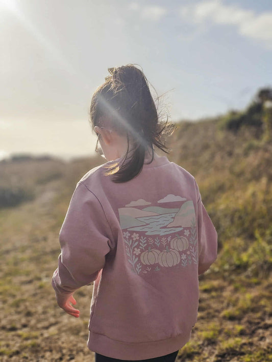 Mini Patchwork Skies & Pumpkin Tides Sweatshirt | Kids Autumn Jumper – Marnie&Co