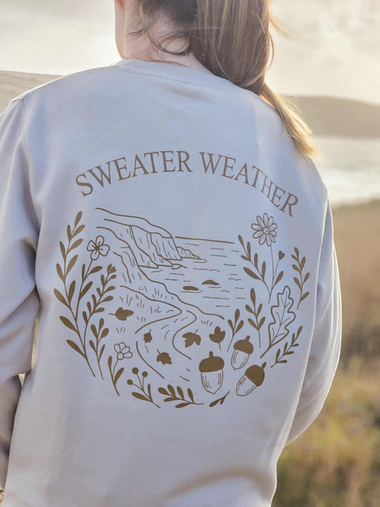 Sweater Weather Embroidered & Printed Sweatshirt | Cosy Cornish Coastal Jumper – Marnie&Co
