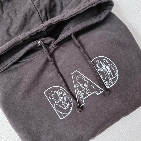 Personalised 'Dad' Hoodie – Custom Embroidered Outline Sweatshirt