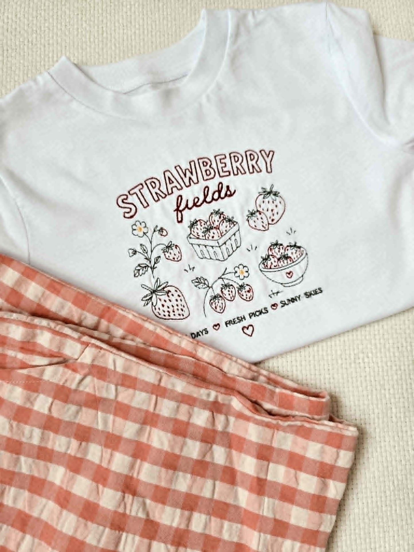 Kids Strawberry Fields Embroidered T-Shirt