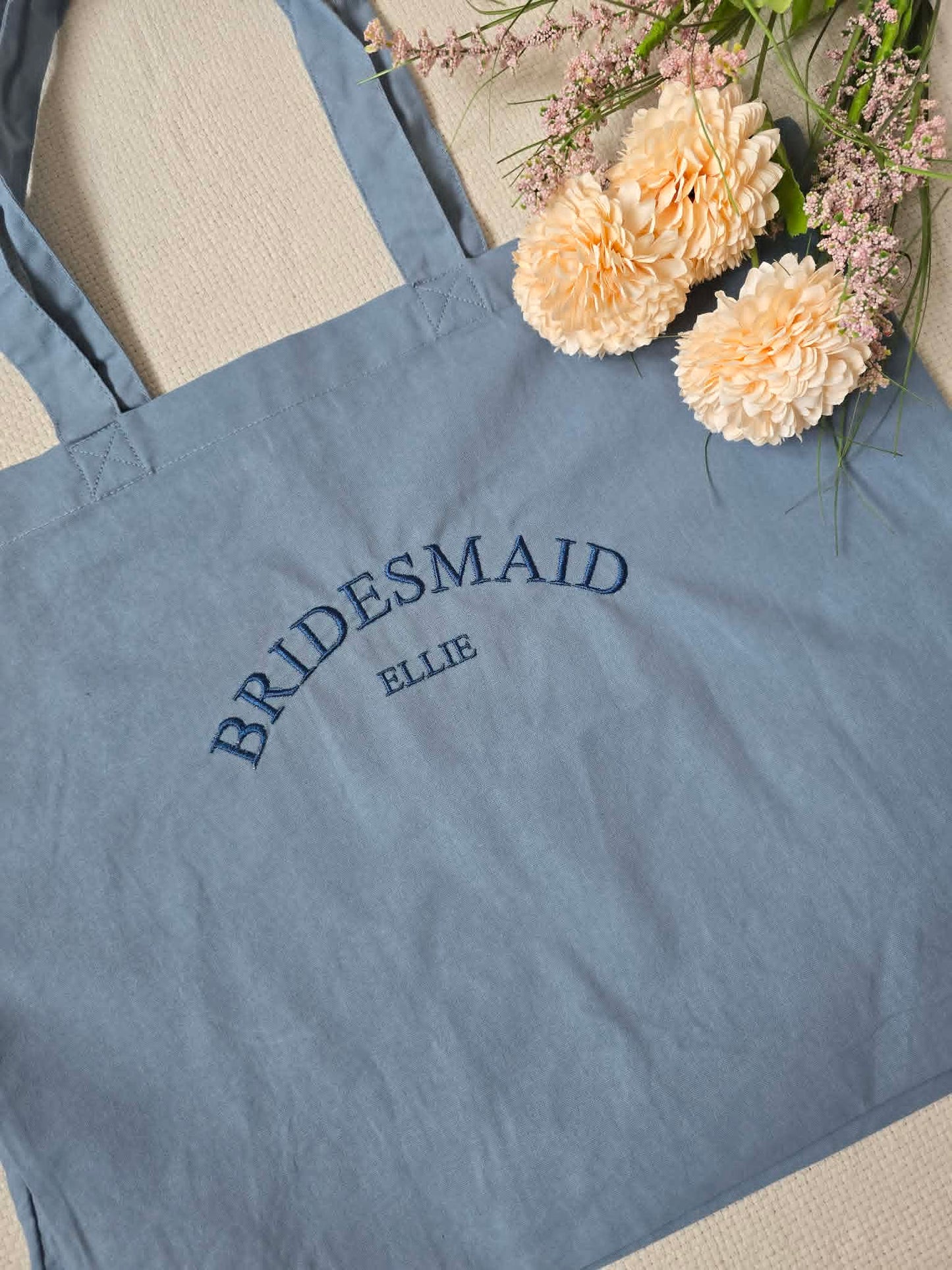 Personalised Bridesmaid Tote Bag – Embroidered Name Wedding Gift Bag