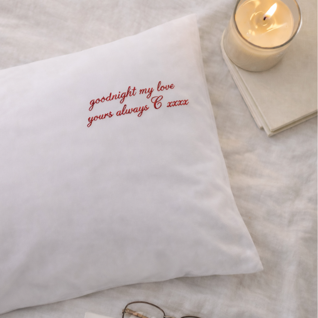 Personalised Embroidered Pillowcase – Custom Message Keepsake Gift