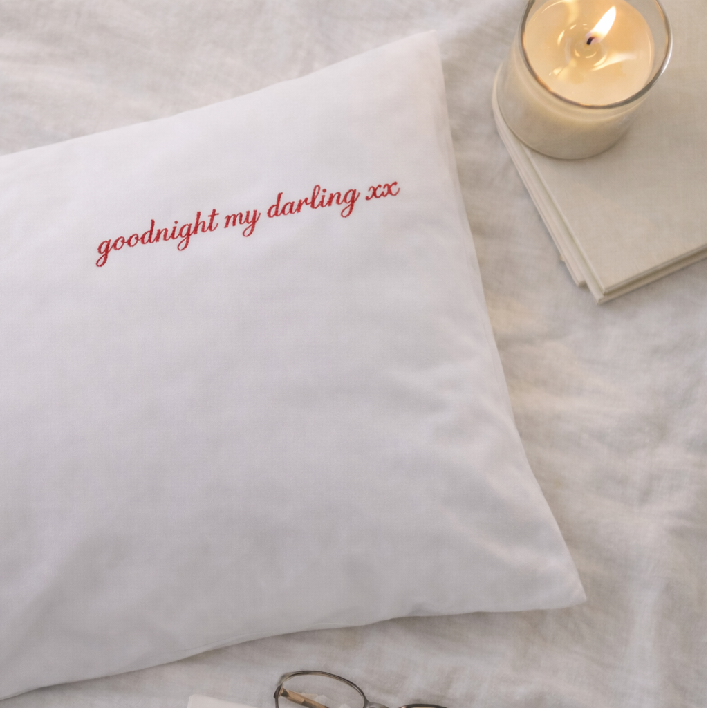 Personalised Embroidered Pillowcase – Custom Message Keepsake Gift