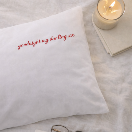 Personalised Embroidered Pillowcase – Custom Message Keepsake Gift