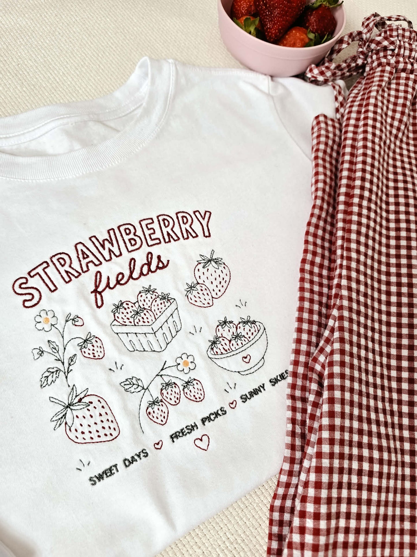Strawberry Fields Embroidered T-Shirt
