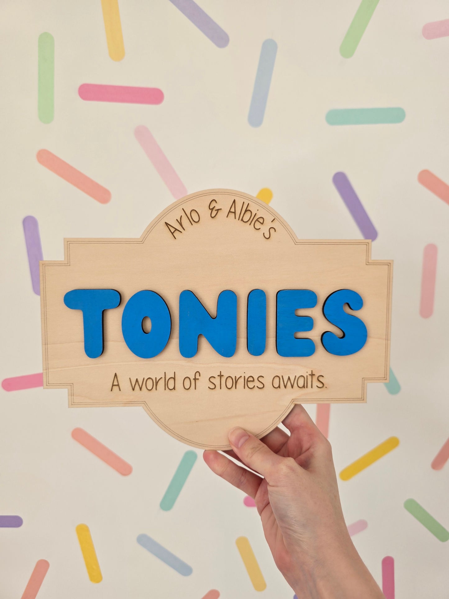 Personalised Wooden Story Plaque – Custom Name Display for Kids
