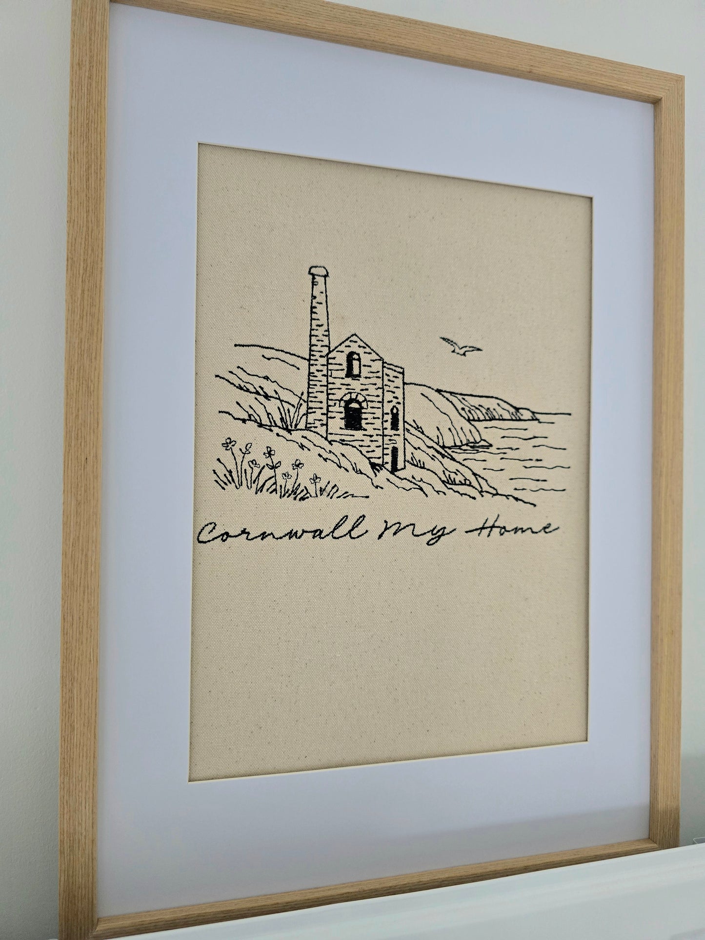 Cornwall My Home Framed Embroidery | Wheal Coates Coastal Wall Art
